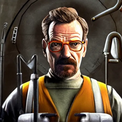 Image similar to Bryan Cranston as Gordon Freeman, still from Half Life movie