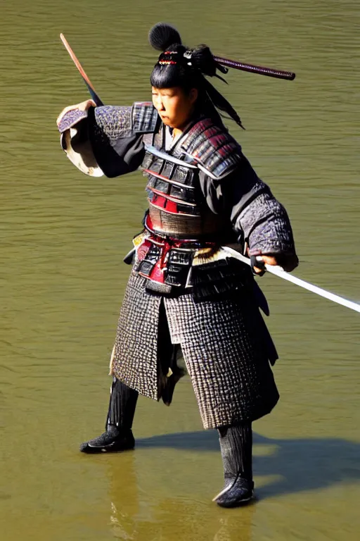 Prompt: samurai, duel, lake, spiked, sharp focus, extremely detailed