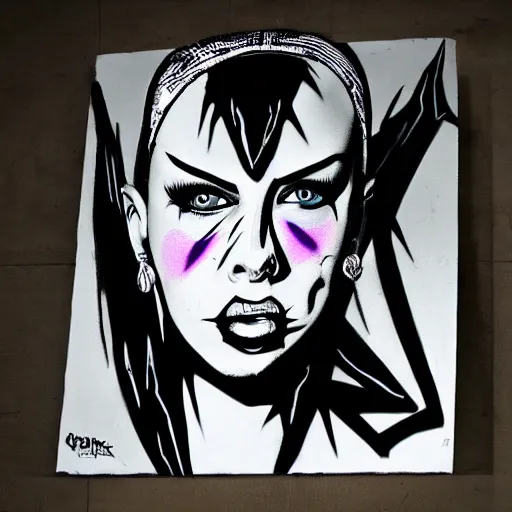 Image similar to die antwoord yolandi zef design graffiti dark lighting