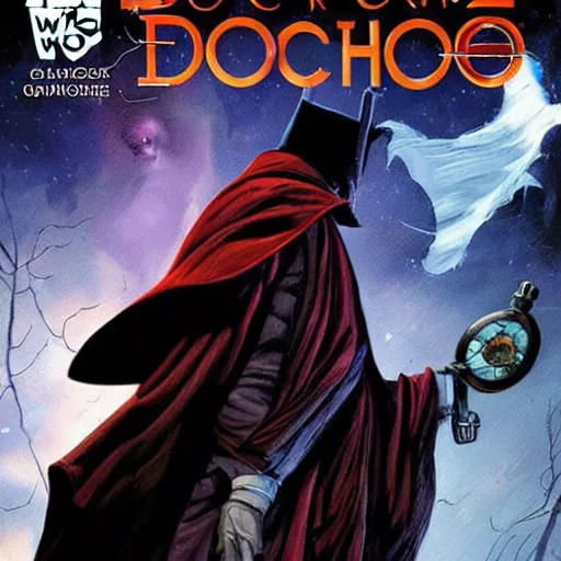 Image similar to comic book cover for'doctor who vs bloodborne ', art by alex ross