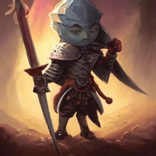 Prompt: cute little knight, wielding a magic sword, tiny, small, short, wizard robes, adorable, pretty, beautiful, dnd character art portrait, matte fantasy painting, deviantart artstation, by jason felix by steve argyle by tyler jacobson by peter mohrbacher, cinema,