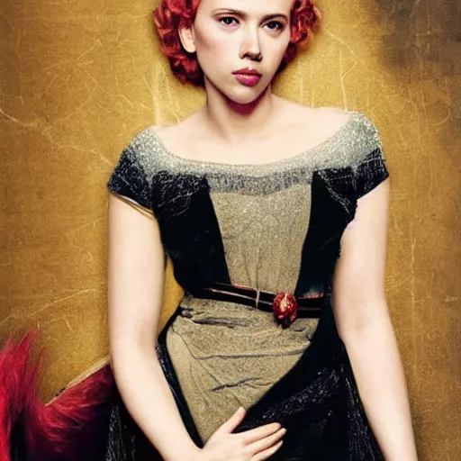 Image similar to scarlett johansson as a glamorous, queen, fantasy, renaissance painting, concept art