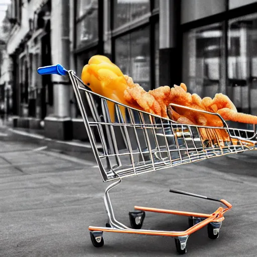 Image similar to a photo realistic battered shopping cart