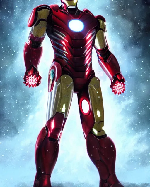 Prompt: ironman in a christmas themed suit, dynamic lighting, fantasy concept art, trending on art station, stunning visuals, creative, cinematic, ultra detailed
