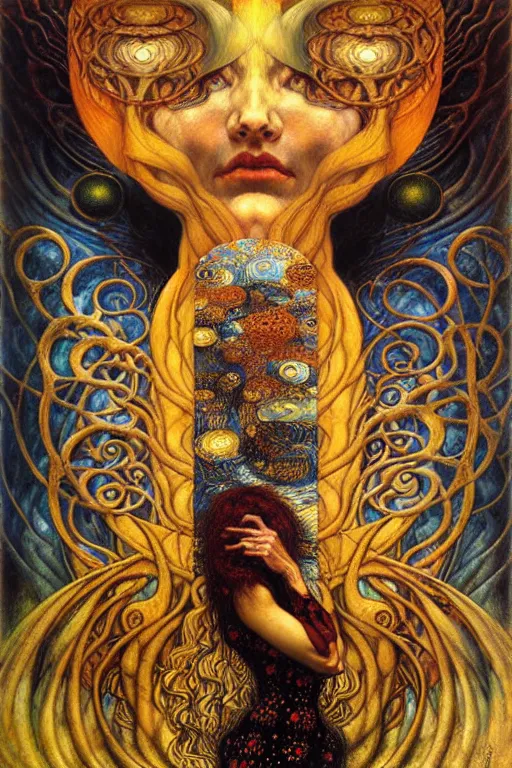 Image similar to Divine Chaos Engine by Karol Bak, Jean Delville, William Blake, Gustav Klimt, and Vincent Van Gogh, symbolist, visionary