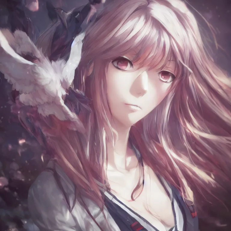 Prompt: an anime portrait of tachibana kanade from angel beats, by stanley artgerm lau, wlop, rossdraws, james jean, andrei riabovitchev, marc simonetti, and sakimichan, tranding on artstation