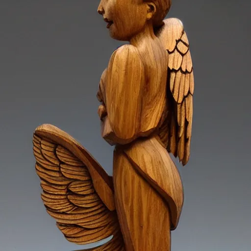 Image similar to woodcarving of an angel