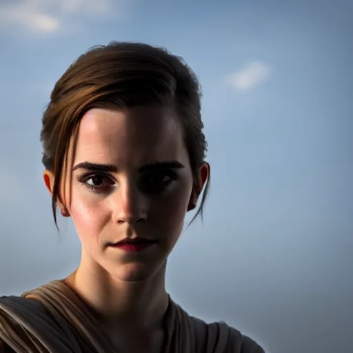 Prompt: Emma Watson in Star Wars, XF IQ4, 150MP, 50mm, f/1.4, ISO 200, 1/160s, natural light, Adobe Photoshop, Adobe Lightroom, DxO Photolab, polarizing filter, Sense of Depth, AI enhanced, HDR