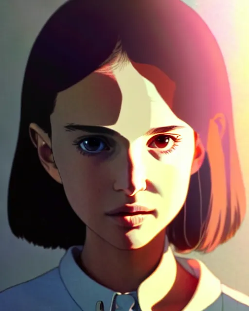 Image similar to beautiful! portrait of a boyish young natalie portman, by katsuhiro otomo, yoshitaka amano, nico tanigawa, artgerm, greg rutkowski makoto shinkai takashi takeuchi studio ghibli, akihiko yoshida rendered with intense 3 d effect.