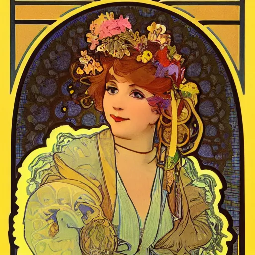 Image similar to a matte portrait of a highly decorated rubber duck with a dreamy expression, highly detailed, illustration by alphonse mucha