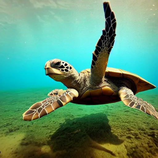 Image similar to turtle saluting underwater