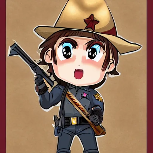 Image similar to sheriff character, chibi, anime