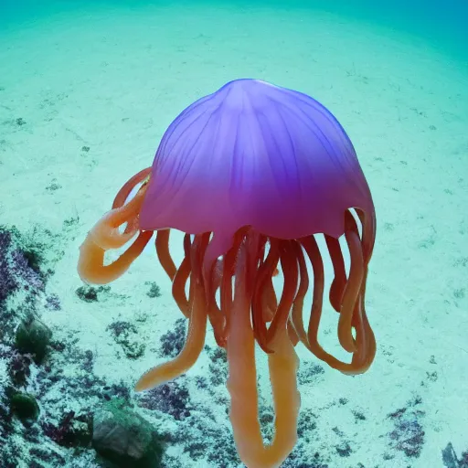 Prompt: a dominatrix jellyfish eating a churro