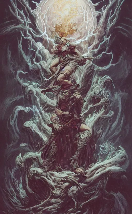 Image similar to storm ghost wizard, frazetta, mohrbacher