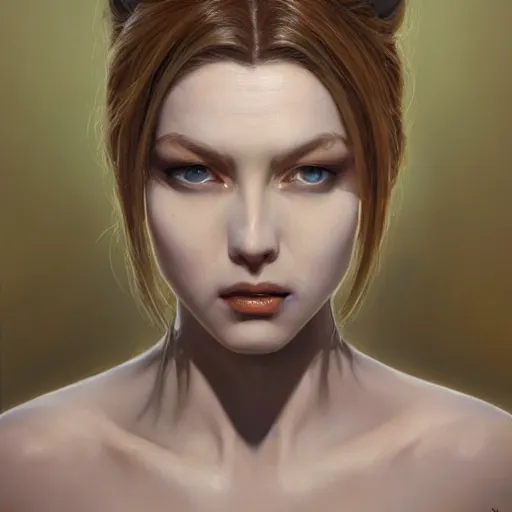 Prompt: A beautiful oil painting of a portrait of a female character inspired by d&d, slender symmetrical face and body, fantasy, octane render, 16k, 8k, high res, well rendered, art by John Howe and Keith Parkinson and Larry Elmore, trending on artstation, featured on behance