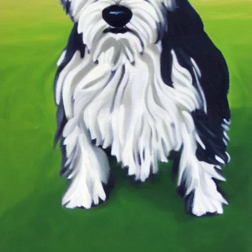 Prompt: painting of a westie in a tuxedo