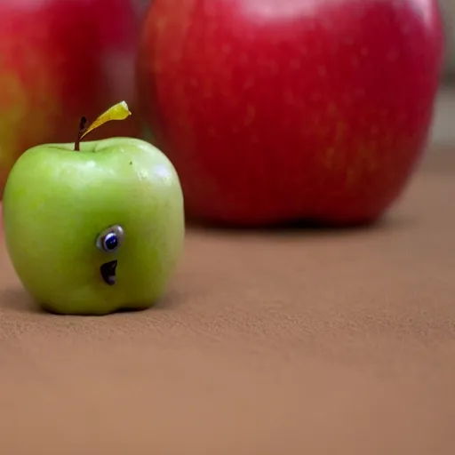 Image similar to a worm crawling out of an apple