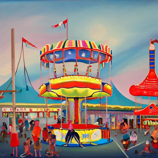 Image similar to painting of a funfair, by rik oostenbroek, james jean, amy sol