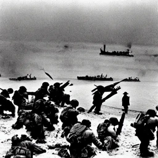 Prompt: the d - day, by robert capa,