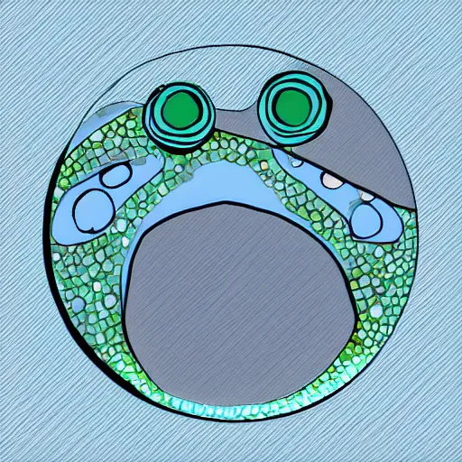 Image similar to frog in the shape of a sphere, digital art