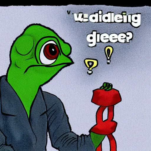 Prompt: confused pepe asking questions