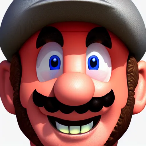 Image similar to portrait of highly detailed realistic mario made from blender - 8K with ray tracing