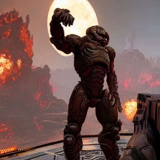 Image similar to character from doom eternal