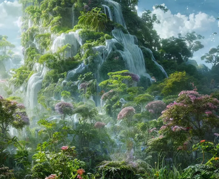 Image similar to transparent clear see - through image of twisting clouds, lush botany, floral environment, ultra realistic, concept art, art nouveau, photorealistic, octane render, 8 k, unreal engine. art by gustave dore and nori inoguchi and sam kaplan and zachary goulko and christopher marley and artgerm and alphonse mucha