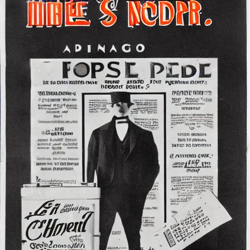 Image similar to vintage advertisement for iPod, 1920s, newspaper