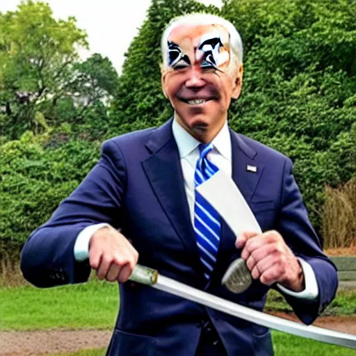 Image similar to joe biden wielding a katana