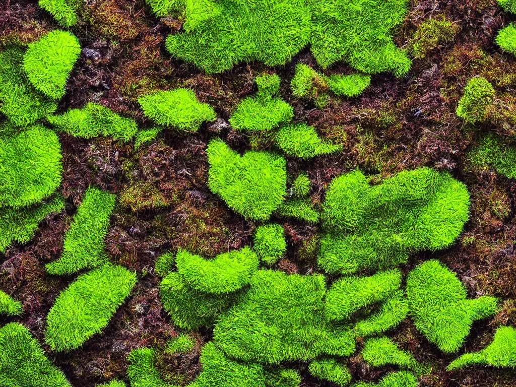 Prompt: a photorealistic painting with clouse-up moss, flora world, macro world