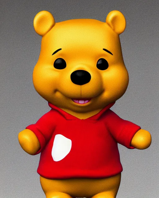 Image similar to full body 3d render of winnie-the-pooh dressed in a suit as a funko pop, studio lighting, white background, blender, trending on artstation, 8k, highly detailed