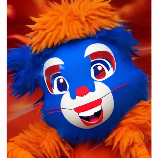 Image similar to anime Portrait of Youppi the Habs Montreal Canadiens Mascot as a very cute powerful and friendly pokemon in a Cheetos Ad, highly detailed anime, high evolution, 1990s, legendary, smooth, sharp focus, dynamic lighting, intricate, trending on ArtStation, cheetos pub, illustration pokemon, art by WLOP