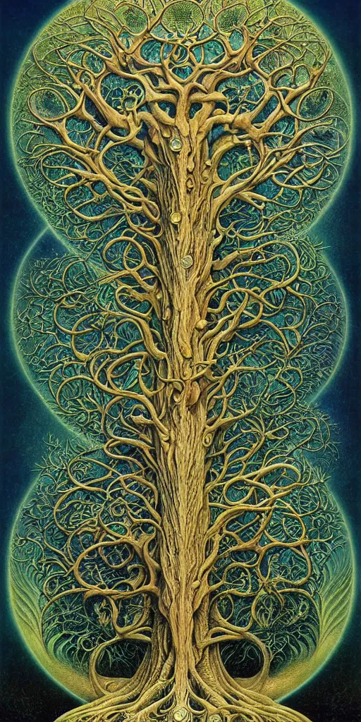 Image similar to tree of life by roger dean and andrew ferez, art forms of nature by ernst haeckel, divine chaos engine, symbolist, visionary, art nouveau, botanical fractal structures, organic, detailed, realistic, surreality