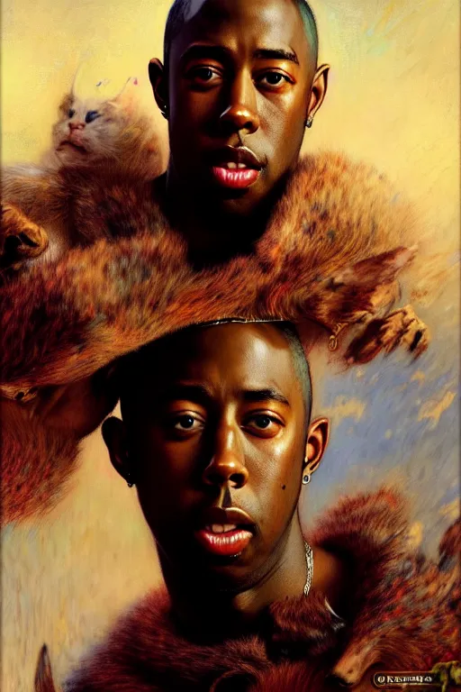 Image similar to tyler the creator by gaston bussiere bayard wu, greg rutkowski, giger, maxim verehin