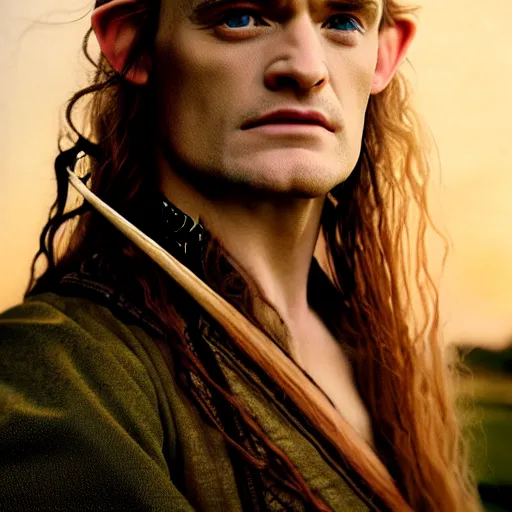 Prompt: photographic portrait of a stunningly beautiful renaissance pre raphaelite king legolas the elf male in soft dreamy light at sunset, contemporary fashion shoot, by edward robert hughes, annie leibovitz and steve mccurry, david lazar, jimmy nelsson, breathtaking, 8 k resolution, extremely detailed, beautiful, establishing shot, artistic, hyperrealistic, beautiful face, octane render