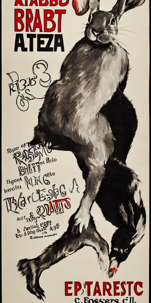 Prompt: a 1 9 2 0 s poster advertising the amazing rabbit, breakout artist
