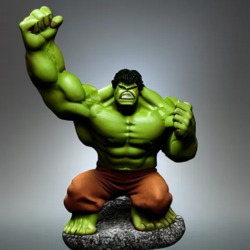 Image similar to realistic rock figurine, hulk toy