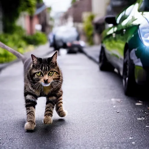 Prompt: police chasing a cat into an alley, high quality