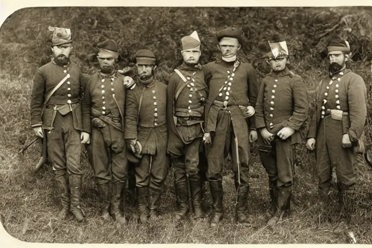 Prompt: a civil war era photo of soldiers with cthulhu
