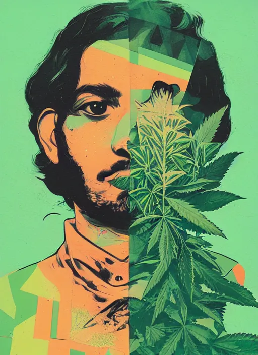 Prompt: profile picture by sachin teng x enjoi, marijuana, organic painting, asymmetrical, green, marijuana smoke, matte paint, hard edges, energetic