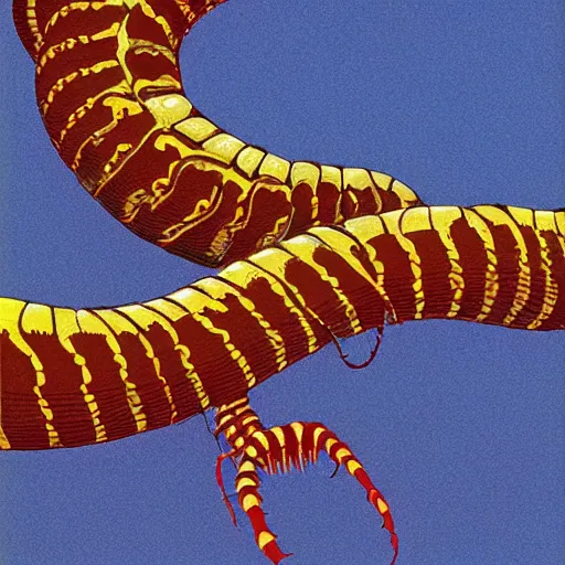 Image similar to Large centipede next to a house by Roger Dean