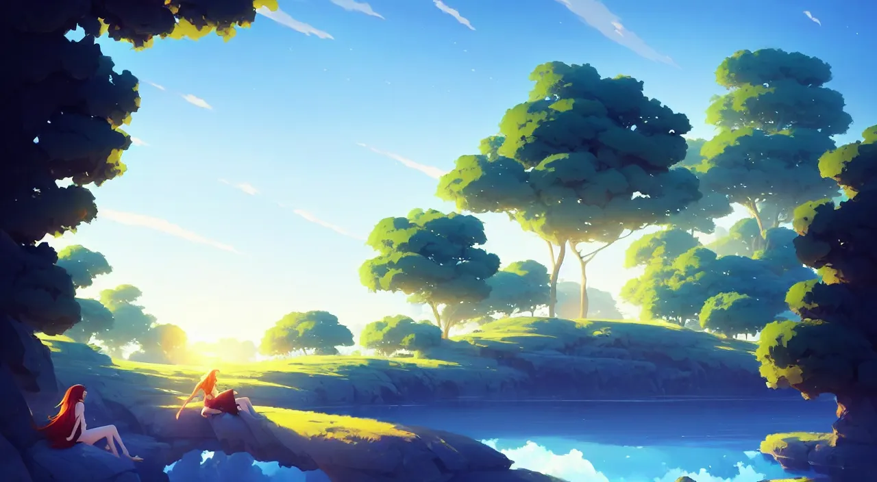 Image similar to beautiful minimalistic summer landscape, in marble incrusted of legends heartstone official fanart behance hd by Jesper Ejsing, by RHADS, Makoto Shinkai and Lois van baarle, ilya kuvshinov, rossdraws global illumination