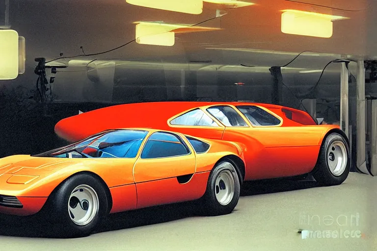 Prompt: designed by giorgetto giugiaro stylized poster of a single 1 9 5 9 miura citroen dm bmw m 1 ( ( mclaren f 1 ) ) delorean concept, thick neon lights, ektachrome photograph, volumetric lighting, f 8 aperture, cinematic eastman 5 3 8 4 film