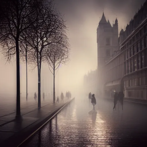 Image similar to London fog, realistic, photo studio, HDR, 8k, trending on artstation