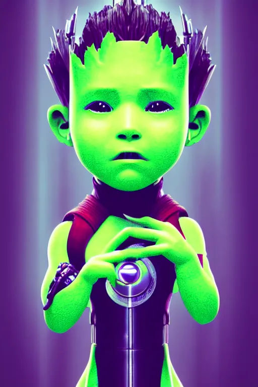 Prompt: duotone concept illustration 3 / 4 portrait of kid face consisting of marijuana, baby groot, cannabis!, high quality 3 d render very cute cyborg weed! incorporated speakers!, cyberpunk highly detailed, unreal engine cinematic smooth, in the style of blade runner & detective pikachu, hannah yata charlie immer, moody light, low angle, uhd 8 k, sharp focus