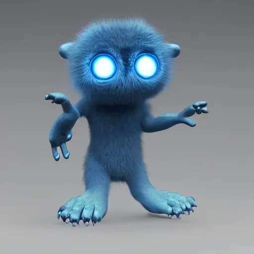 Prompt: cute alien creautes, big glowing eyes, furry, 3 d digital art, pixar, disney