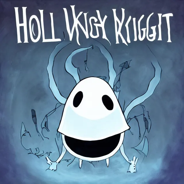 Prompt: hollow knight by ari gibson, album cover