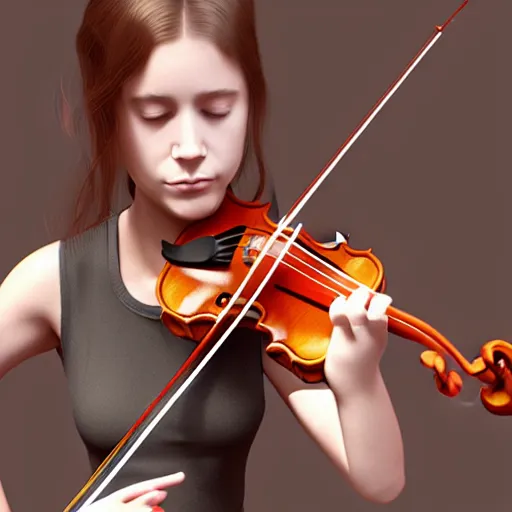 Prompt: girl playing violin, highly detailed, masterpiece, artstation, wolp, unreal engine