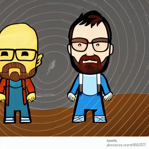 Prompt: Walter White and Jesse pinkman Greek pottery story orange and black cartoon style video game style Greek gods mythical story